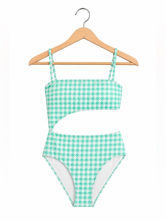 Ninety-Nine Other - Ninety-Nine° Bandeau Cutout Swimsuit Juniors Medium Houndstooth NWT